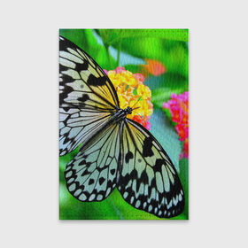 Обложка для паспорта матовая кожа с принтом Бабочка в Тюмени, натуральная матовая кожа | размер 19,3 х 13,7 см; прозрачные пластиковые крепления | Тематика изображения на принте: бабочка | цветок | яркая