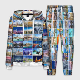 Мужской костюм 3D с принтом Страны мира (9х9) в Тюмени, 100% полиэстер | Манжеты и пояс оформлены тканевой резинкой, двухслойный капюшон со шнурком для регулировки, карманы спереди | азия | берлин | вегас | венеция | воспоминания | города | достопримечательности | европа | египет | калифорния | каникулы | лондон | милан | москва | ностальгия | нью йорк | отдых | отпуск | память