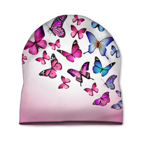 Шапка 3D с принтом Butterflies в Тюмени, 100% полиэстер | универсальный размер, печать по всей поверхности изделия | 
