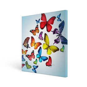 Холст квадратный с принтом Butterflies в Тюмени, 100% ПВХ |  | Тематика изображения на принте: бабочки | белый | картинка | лето | природа | рисунок | розовый | цвета