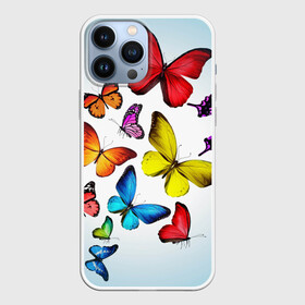 Чехол для iPhone 13 Pro Max с принтом Butterflies в Тюмени,  |  | Тематика изображения на принте: бабочки | белый | картинка | лето | природа | рисунок | розовый | цвета