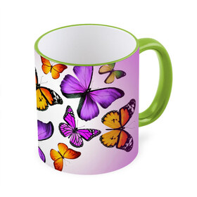 Кружка 3D с принтом Butterflies в Тюмени, керамика | ёмкость 330 мл | бабочки | белый | картинка | лето | природа | рисунок | розовый | цвета