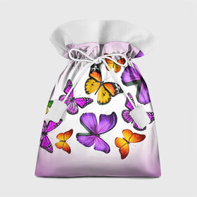 Подарочный 3D мешок с принтом Butterflies в Тюмени, 100% полиэстер | Размер: 29*39 см | Тематика изображения на принте: бабочки | белый | картинка | лето | природа | рисунок | розовый | цвета