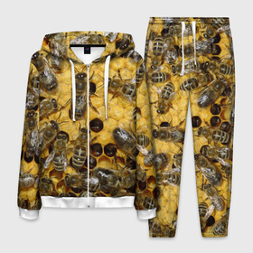 Мужской костюм 3D с принтом Пчела в Тюмени, 100% полиэстер | Манжеты и пояс оформлены тканевой резинкой, двухслойный капюшон со шнурком для регулировки, карманы спереди | лето | мед | насекомые | оса | природа | пчелы | шмель