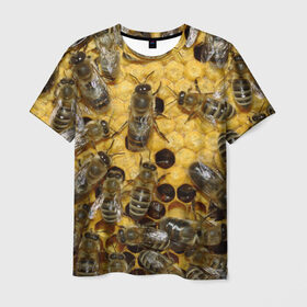 Мужская футболка 3D с принтом Пчела в Тюмени, 100% полиэфир | прямой крой, круглый вырез горловины, длина до линии бедер | Тематика изображения на принте: лето | мед | насекомые | оса | природа | пчелы | шмель
