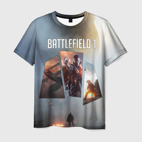 Мужская футболка 3D с принтом Battlefield 1 в Тюмени, 100% полиэфир | прямой крой, круглый вырез горловины, длина до линии бедер | Тематика изображения на принте: battlefield | батла | батлфилд