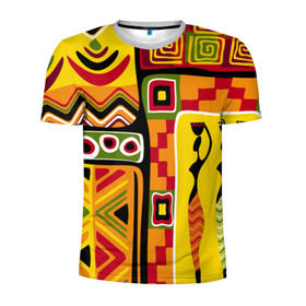 Мужская футболка 3D спортивная с принтом Африка в Тюмени, 100% полиэстер с улучшенными характеристиками | приталенный силуэт, круглая горловина, широкие плечи, сужается к линии бедра | орнамент | этнический | этно | яркий