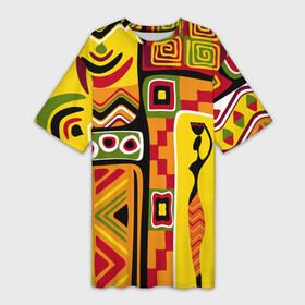 Платье-футболка 3D с принтом АФРИКА | AFRICA в Тюмени,  |  | орнамент | этнический | этно | яркий