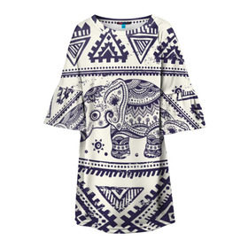 Детское платье 3D с принтом Африка в Тюмени, 100% полиэстер | прямой силуэт, чуть расширенный к низу. Круглая горловина, на рукавах — воланы | орнамент | слон | этно