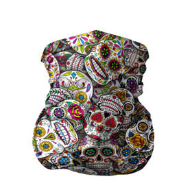 Бандана-труба 3D с принтом Мексиканские черепа в Тюмени, 100% полиэстер, ткань с особыми свойствами — Activecool | плотность 150‒180 г/м2; хорошо тянется, но сохраняет форму | calavera | sugar skull | день мертвых | мексика | традиция | узоры | цветы