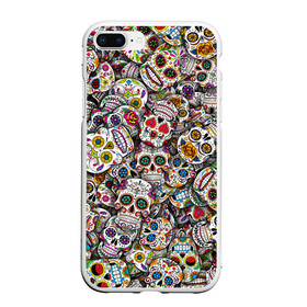 Чехол для iPhone 7Plus/8 Plus матовый с принтом Мексиканские черепа в Тюмени, Силикон | Область печати: задняя сторона чехла, без боковых панелей | Тематика изображения на принте: calavera | sugar skull | день мертвых | мексика | традиция | узоры | цветы