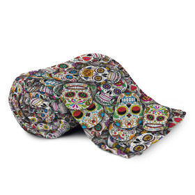 Плед 3D с принтом Мексиканские черепа в Тюмени, 100% полиэстер | закругленные углы, все края обработаны. Ткань не мнется и не растягивается | calavera | sugar skull | день мертвых | мексика | традиция | узоры | цветы
