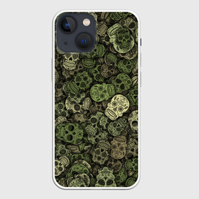 Чехол для iPhone 13 mini с принтом Камуфляж (Мексиканские черепа) в Тюмени,  |  | sugar skull | мексика | паттерн | сахарный череп | скелет