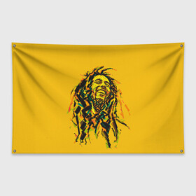 Флаг-баннер с принтом Боб Марли в Тюмени, 100% полиэстер | размер 67 х 109 см, плотность ткани — 95 г/м2; по краям флага есть четыре люверса для крепления | bob | marley | боб | марли