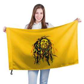 Флаг 3D с принтом Боб Марли в Тюмени, 100% полиэстер | плотность ткани — 95 г/м2, размер — 67 х 109 см. Принт наносится с одной стороны | bob | marley | боб | марли