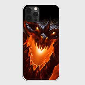 Чехол для iPhone 12 Pro с принтом Огнедышащий дракон в Тюмени, силикон | область печати: задняя сторона чехла, без боковых панелей | Тематика изображения на принте: дракон | змей | монстр | огонь | пасть | пламя | прикольные картинки