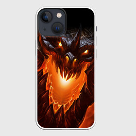 Чехол для iPhone 13 mini с принтом Огнедышащий дракон в Тюмени,  |  | Тематика изображения на принте: дракон | змей | монстр | огонь | пасть | пламя | прикольные картинки