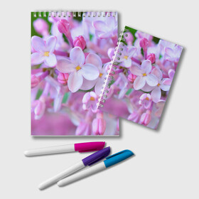 Блокнот с принтом Сирень в Тюмени, 100% бумага | 48 листов, плотность листов — 60 г/м2, плотность картонной обложки — 250 г/м2. Листы скреплены удобной пружинной спиралью. Цвет линий — светло-серый
 | лепестки | прикольные картинки | цветочки | цветы