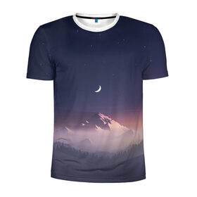 Мужская футболка 3D спортивная с принтом Ночное небо в Тюмени, 100% полиэстер с улучшенными характеристиками | приталенный силуэт, круглая горловина, широкие плечи, сужается к линии бедра | mountains | sky | space | астрономия | горы | космос | небо | ночное небо