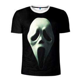 Мужская футболка 3D спортивная с принтом Крик в Тюмени, 100% полиэстер с улучшенными характеристиками | приталенный силуэт, круглая горловина, широкие плечи, сужается к линии бедра | scream | крик | маска | ужастик | ужасы