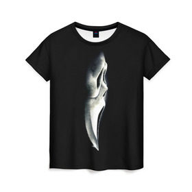 Женская футболка 3D с принтом Крик в Тюмени, 100% полиэфир ( синтетическое хлопкоподобное полотно) | прямой крой, круглый вырез горловины, длина до линии бедер | scream | крик | маска | ужастик | ужасы
