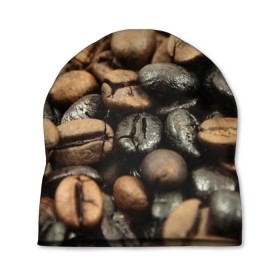 Шапка 3D с принтом зерна кофе в Тюмени, 100% полиэстер | универсальный размер, печать по всей поверхности изделия | зерна | кофе
