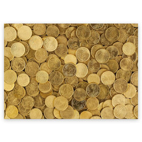 Поздравительная открытка с принтом монетки в Тюмени, 100% бумага | плотность бумаги 280 г/м2, матовая, на обратной стороне линовка и место для марки
 | Тематика изображения на принте: деньги | евро | копейки | мелочёвка | мелочь | монеты