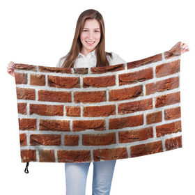 Флаг 3D с принтом старая кирпичная стена в Тюмени, 100% полиэстер | плотность ткани — 95 г/м2, размер — 67 х 109 см. Принт наносится с одной стороны | камни | кирпич | постройка | стена | стройка | цемент