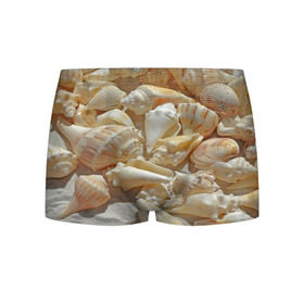 Мужские трусы 3D с принтом ракушки на песке в Тюмени, 50% хлопок, 50% полиэстер | классическая посадка, на поясе мягкая тканевая резинка | лето | море | песок | пляж | ракушки
