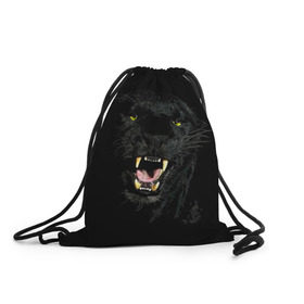 Рюкзак-мешок 3D с принтом Чёрная пантера в Тюмени, 100% полиэстер | плотность ткани — 200 г/м2, размер — 35 х 45 см; лямки — толстые шнурки, застежка на шнуровке, без карманов и подкладки | кошка | оскал | пантера | прикольные картинки