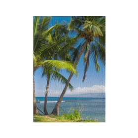 Обложка для паспорта матовая кожа с принтом Пальмы в Тюмени, натуральная матовая кожа | размер 19,3 х 13,7 см; прозрачные пластиковые крепления | Тематика изображения на принте: море | отдых | отпуск | пальмы | пляж | солнце | туризм