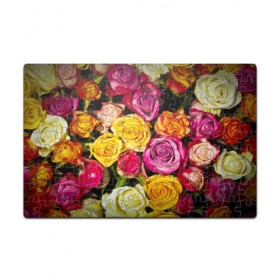 Пазл магнитный 126 элементов с принтом Розы в Тюмени, полимерный материал с магнитным слоем | 126 деталей, размер изделия —  180*270 мм | букет | растения | розы | цветы