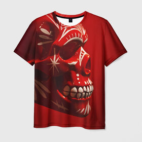 Мужская футболка 3D с принтом Красный череп в Тюмени, 100% полиэфир | прямой крой, круглый вырез горловины, длина до линии бедер | red | дьявол | красный | монстр | прикольные картинки | череп