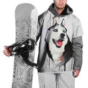 Накидка на куртку 3D с принтом Хаски в Тюмени, 100% полиэстер |  | Тематика изображения на принте: голова животного | кутёнок | прикольные картинки | собака | щенок