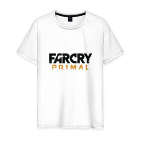 Мужская футболка хлопок с принтом Far cry primal logo в Тюмени, 100% хлопок | прямой крой, круглый вырез горловины, длина до линии бедер, слегка спущенное плечо. | Тематика изображения на принте: 