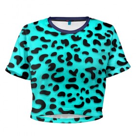 Женская футболка 3D укороченная с принтом Леопард в Тюмени, 100% полиэстер | круглая горловина, длина футболки до линии талии, рукава с отворотами | sea | summer | африка | вода | джунгли | зебра | леопард | лето | море | океан | пляж | полосы | принт | тигр
