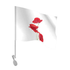 Флаг для автомобиля с принтом Маки в Тюмени, 100% полиэстер | Размер: 30*21 см | field | flowers | poppies | poppy | red | wild | красные | мак | маки | поле | полевые | цветы