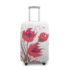 Чехол для чемодана 3D с принтом Маки в Тюмени, 86% полиэфир, 14% спандекс | двустороннее нанесение принта, прорези для ручек и колес | art | drawing | flowers | poppies | poppy | red | wild | wind | арт | ветер | красные | мак | маки | полевые | рисунок | цветы