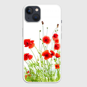 Чехол для iPhone 13 с принтом Маки в Тюмени,  |  | field | flowers | meadow | nature | poppies | poppy | red | summer | wild | красные | лето | луг | мак | маки | поле | полевые | природа | цветы