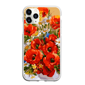 Чехол для iPhone 11 Pro Max матовый с принтом Маки в Тюмени, Силикон |  | art | daisy | drawing | field | flowers | poppies | poppy | red | white | арт | белые | красные | мак | маки | полевые | рисунок | ромашки | цветы