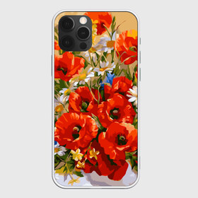 Чехол для iPhone 12 Pro Max с принтом Маки в Тюмени, Силикон |  | art | daisy | drawing | field | flowers | poppies | poppy | red | white | арт | белые | красные | мак | маки | полевые | рисунок | ромашки | цветы