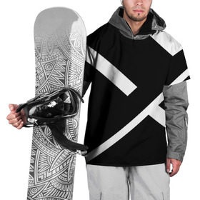 Накидка на куртку 3D с принтом Black and White в Тюмени, 100% полиэстер |  | белый | геометрия | полосы | черный