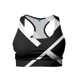 Женский спортивный топ 3D с принтом Black and White в Тюмени, 82% полиэстер, 18% спандекс Ткань безопасна для здоровья, позволяет коже дышать, не мнется и не растягивается |  | белый | геометрия | полосы | черный