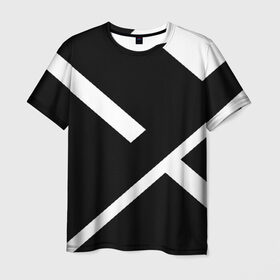 Мужская футболка 3D с принтом Black and White в Тюмени, 100% полиэфир | прямой крой, круглый вырез горловины, длина до линии бедер | Тематика изображения на принте: белый | геометрия | полосы | черный
