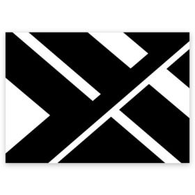 Поздравительная открытка с принтом Black and White в Тюмени, 100% бумага | плотность бумаги 280 г/м2, матовая, на обратной стороне линовка и место для марки
 | белый | геометрия | полосы | черный