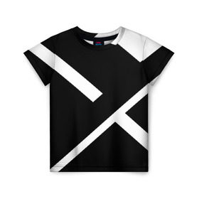 Детская футболка 3D с принтом Black and White в Тюмени, 100% гипоаллергенный полиэфир | прямой крой, круглый вырез горловины, длина до линии бедер, чуть спущенное плечо, ткань немного тянется | белый | геометрия | полосы | черный