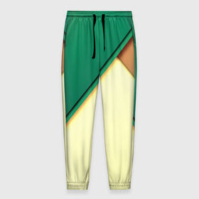 Мужские брюки 3D с принтом Material color в Тюмени, 100% полиэстер | манжеты по низу, эластичный пояс регулируется шнурком, по бокам два кармана без застежек, внутренняя часть кармана из мелкой сетки | желтый | зеленый | полосы