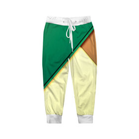 Детские брюки 3D с принтом Material color в Тюмени, 100% полиэстер | манжеты по низу, эластичный пояс регулируется шнурком, по бокам два кармана без застежек, внутренняя часть кармана из мелкой сетки | желтый | зеленый | полосы