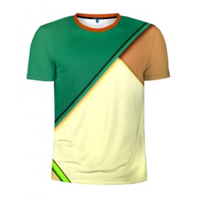 Мужская футболка 3D спортивная с принтом Material color в Тюмени, 100% полиэстер с улучшенными характеристиками | приталенный силуэт, круглая горловина, широкие плечи, сужается к линии бедра | желтый | зеленый | полосы