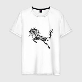 Мужская футболка хлопок с принтом Black unicorn в Тюмени, 100% хлопок | прямой крой, круглый вырез горловины, длина до линии бедер, слегка спущенное плечо. | 